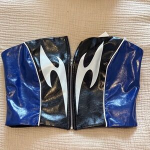 Forever 21 Black Pleather Zip Up Tube Top (medium)